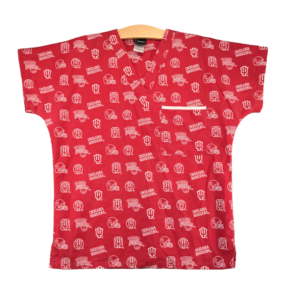 Scrub Dudz Indiana Hoosiers Adult Uniform Red Small Short Sleeve Polyester Blend